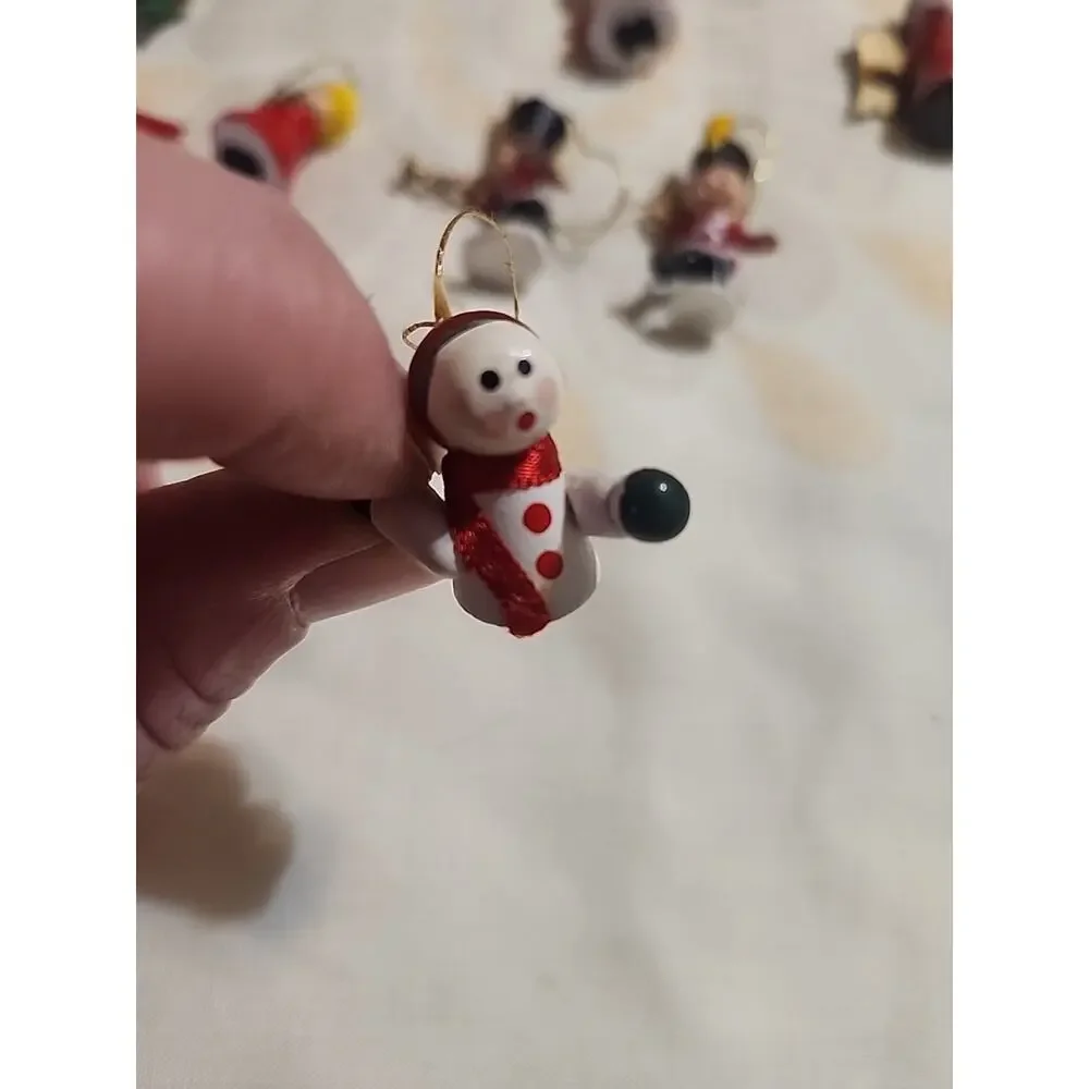 21 Vintage Miniature Christmas Tree Ornaments Snowman Santa Angel Star Trees